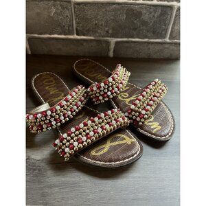 Sam Edelman Galore Women's Saddle Beaded Slides Sandals Size 7.5